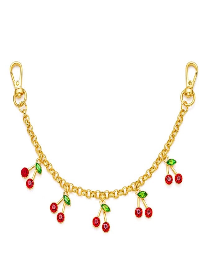 HolidayQbee Cherry Keychain For Women Double Buckle Key Pendant Trendy 14K Gold-Plated Bag Charm Keychain Accessories Car Key Chain Purse Charms Fashion Jewelry - Image 1